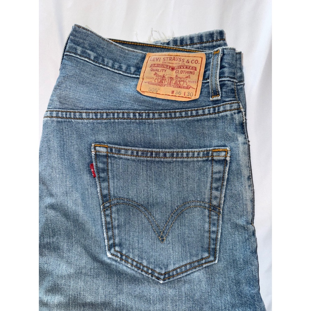 Levis Y2K 505 Regular Fit Jeans Mens 36x30 Medium Wash Blue Denim Straight Leg